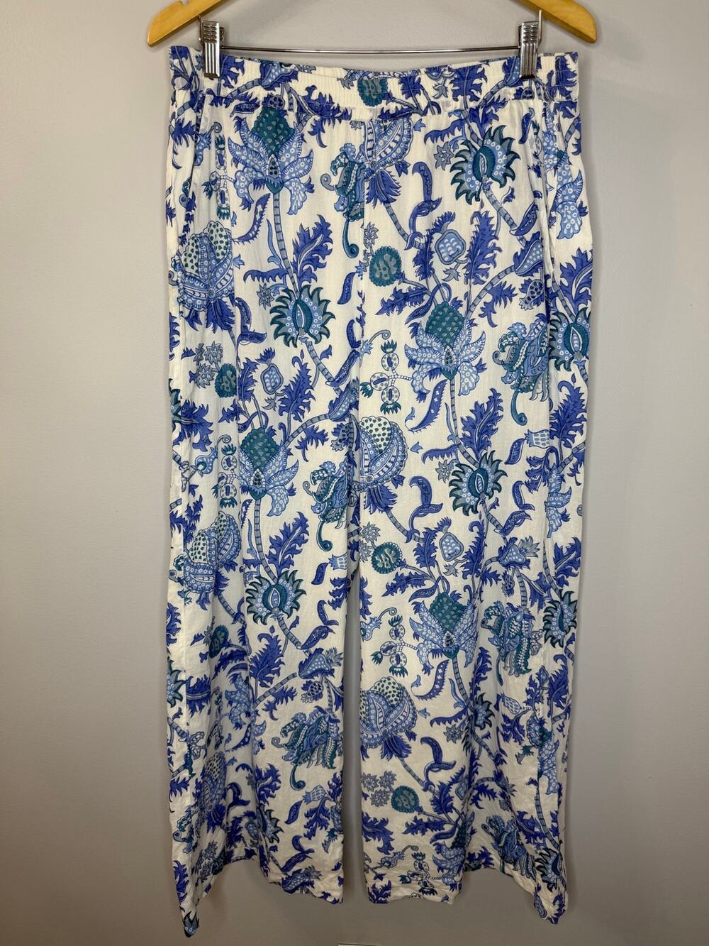 Roller Rabit Amanda Kaylee Pant Relax Blue Floral Women's L Coastal Vacation